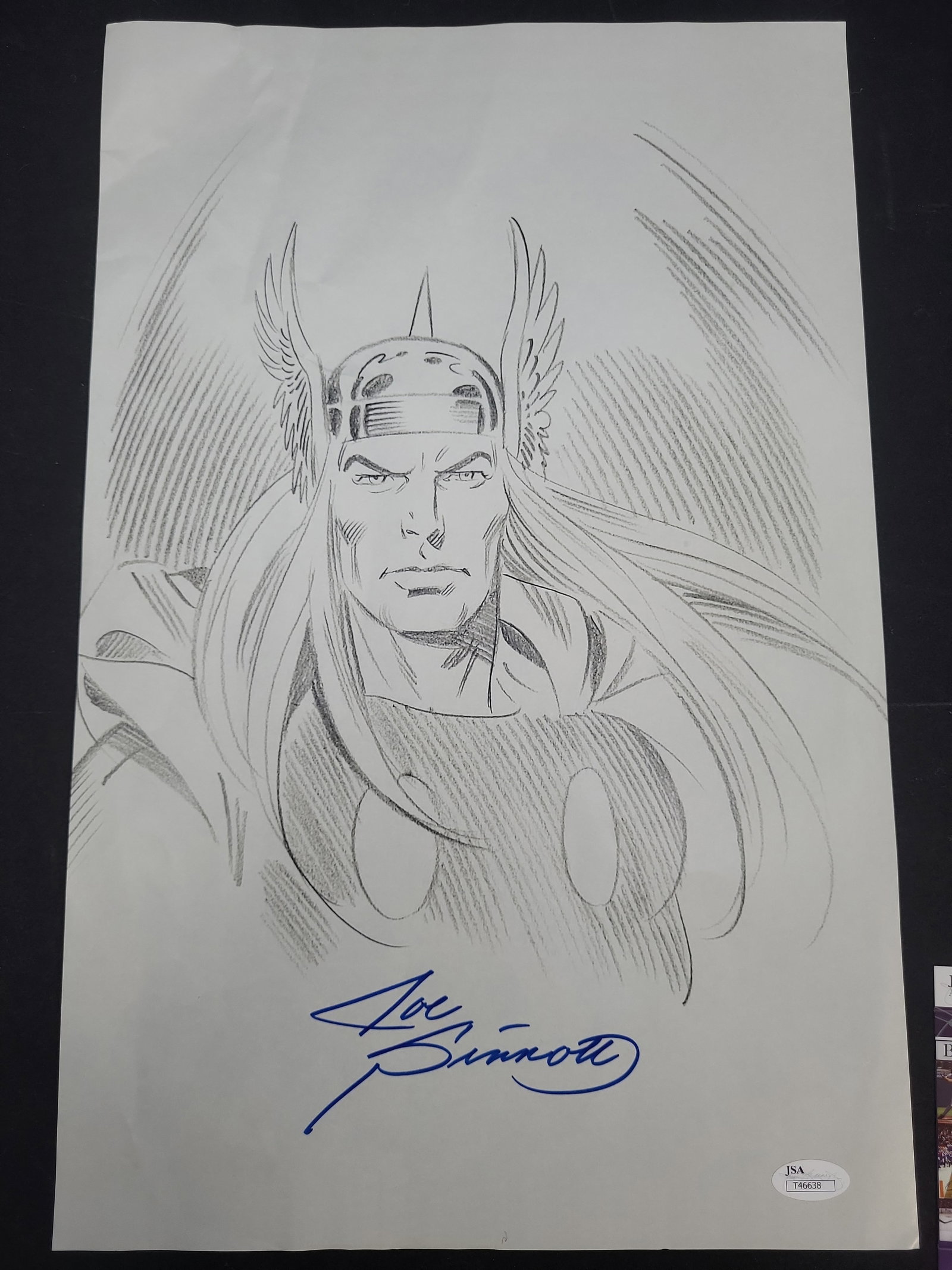 I04108 | Joe Sinnott Signed Thor Sketch: IMPORTANT â€“ PLEASE REVIEW BEFORE BIDDING: Aeron House makes every effort to accurately identify and describe each lot; however, titles and descriptions may contain errors, omissions, or AI-a