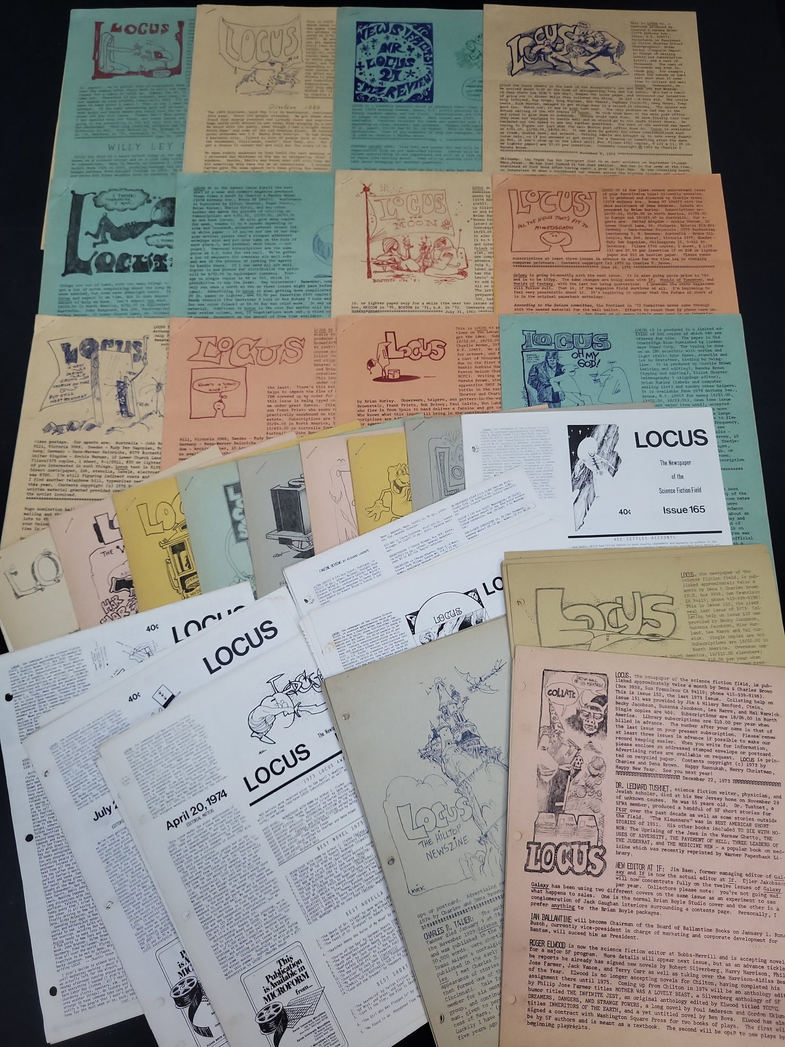I03967 | Vintage Locus Science Fiction Fanzine Lot: IMPORTANT â€“ PLEASE REVIEW BEFORE BIDDING: Aeron House makes every effort to accurately identify and describe each lot; however, titles and descriptions may contain errors, omissions, or AI-a