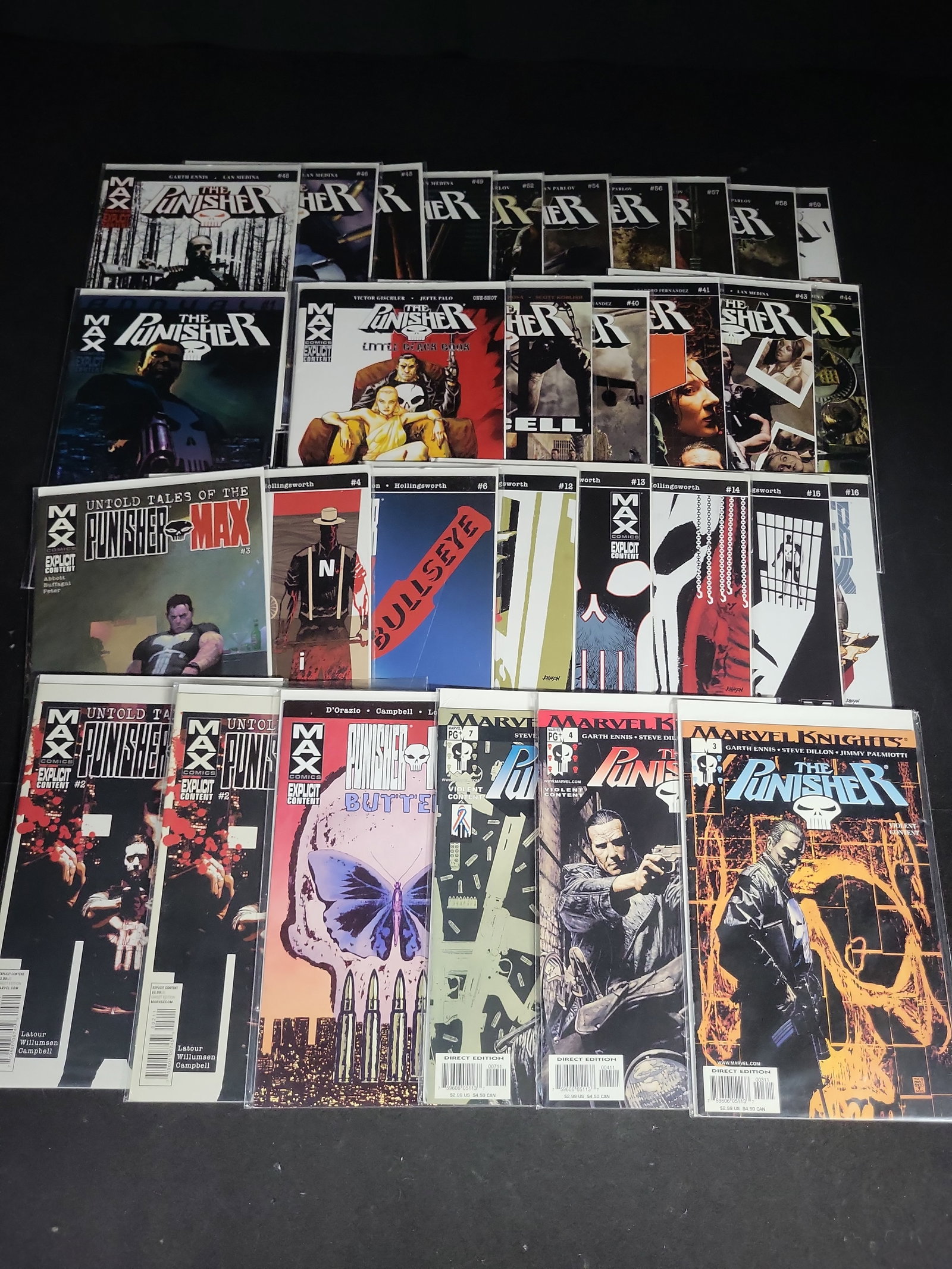 I04574 | Marvel The Punisher Comic Collection: IMPORTANT â€“ PLEASE REVIEW BEFORE BIDDING: Aeron House makes every effort to accurately identify and describe each lot; however, titles and descriptions may contain errors, omissions, or AI-a