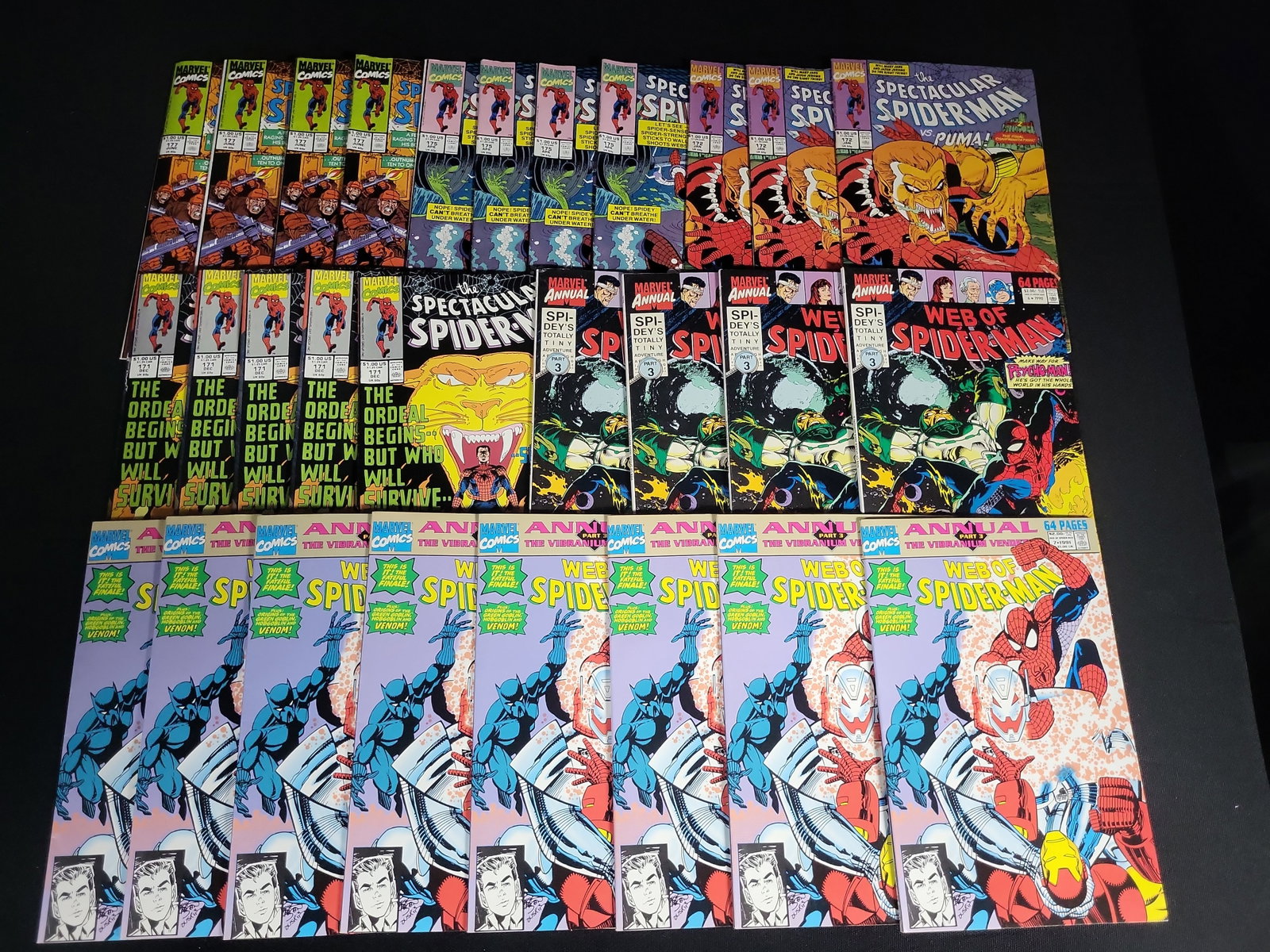I04791 | Collection of Twenty-Eight Spider-Man Comics: IMPORTANT â€“ PLEASE REVIEW BEFORE BIDDING: Aeron House makes every effort to accurately identify and describe each lot; however, titles and descriptions may contain errors, omissions, or AI-a