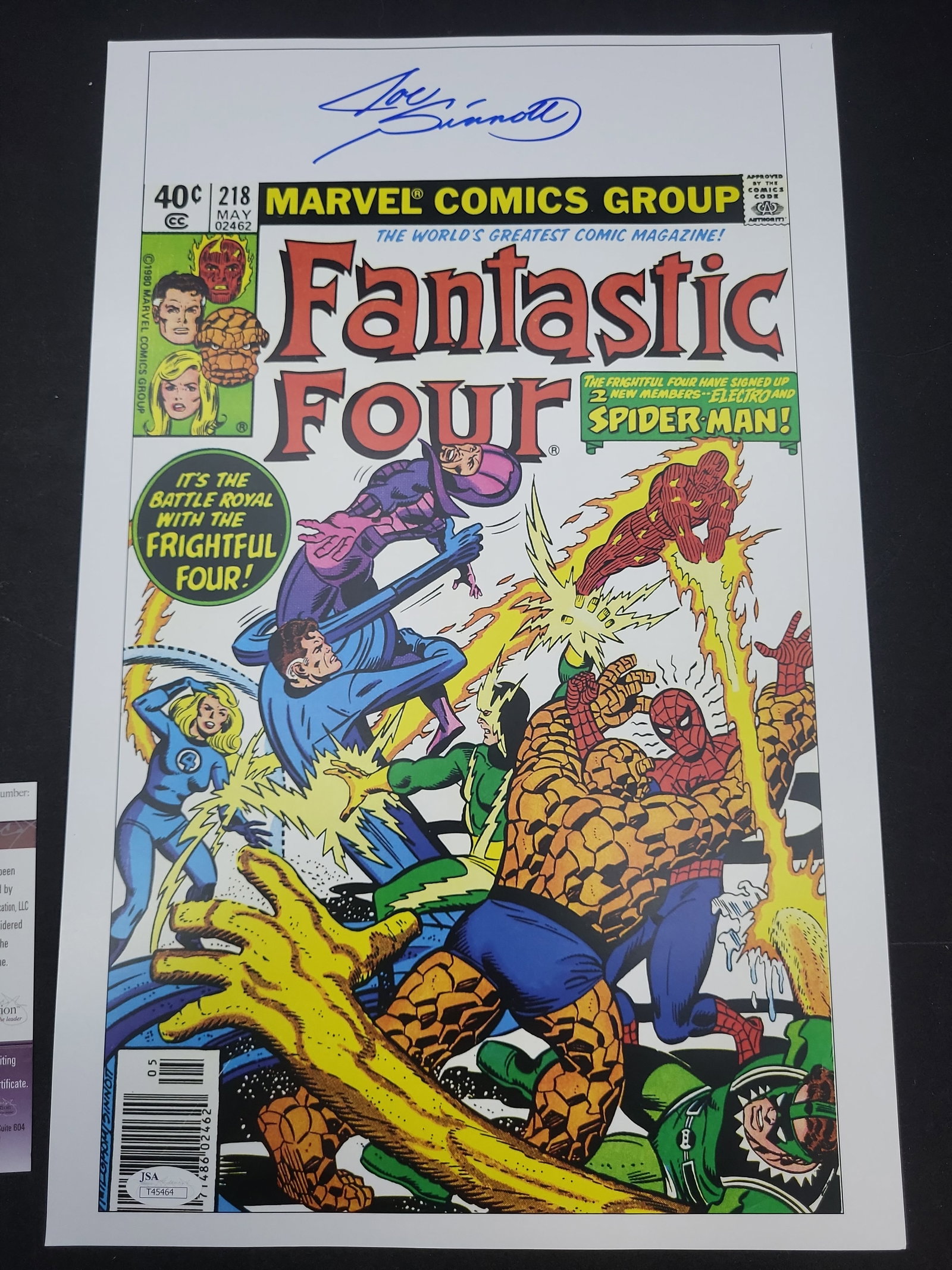 I04107 | Joe Sinnott Signed Fantastic Four Print: IMPORTANT â€“ PLEASE REVIEW BEFORE BIDDING: Aeron House makes every effort to accurately identify and describe each lot; however, titles and descriptions may contain errors, omissions, or