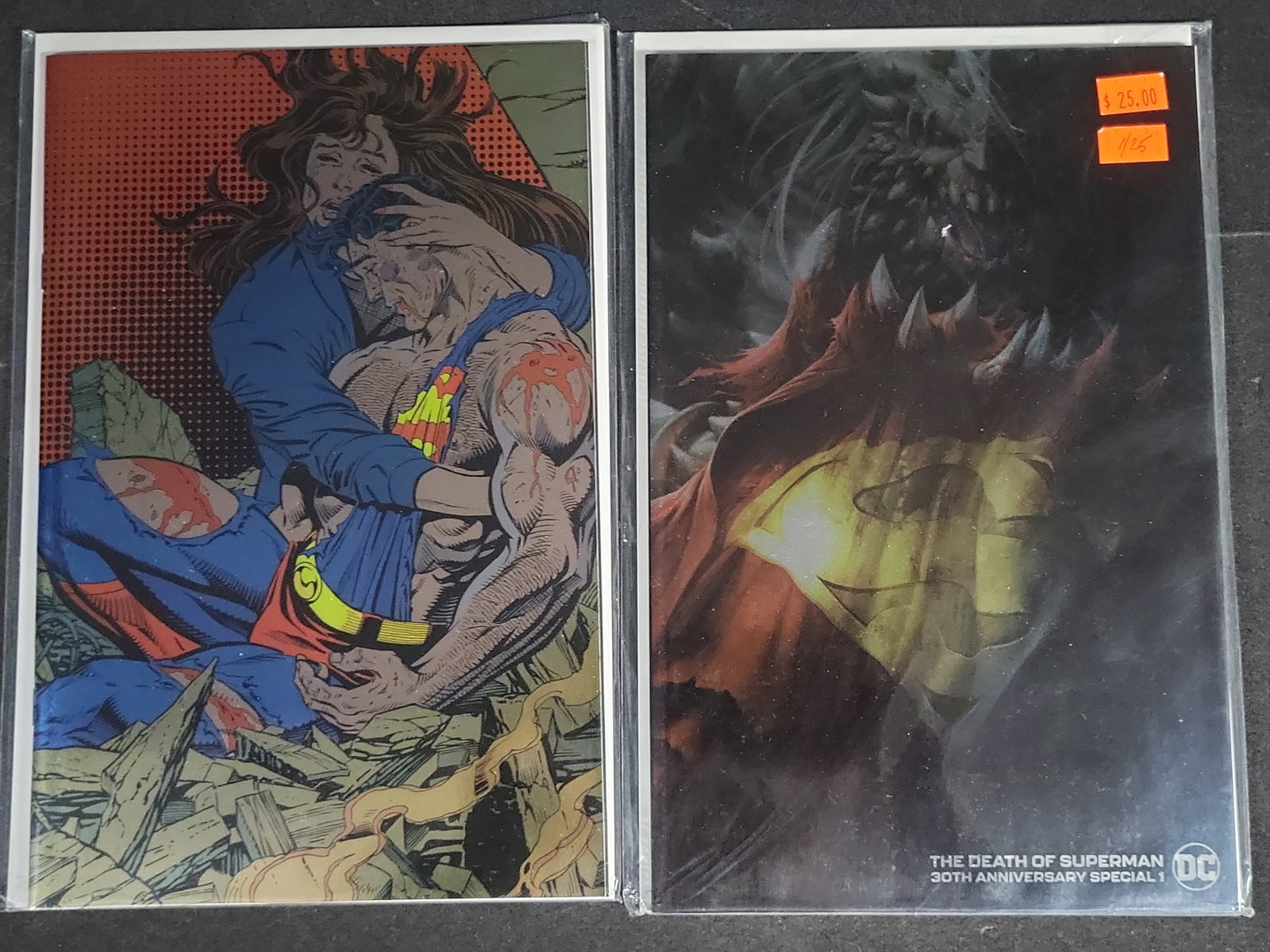 I04572 | Two DC Superman Anniversary Comics: IMPORTANT â€“ PLEASE REVIEW BEFORE BIDDING: Aeron House makes every effort to accurately identify and describe each lot; however, titles and descriptions may contain errors, omissions, or AI-a