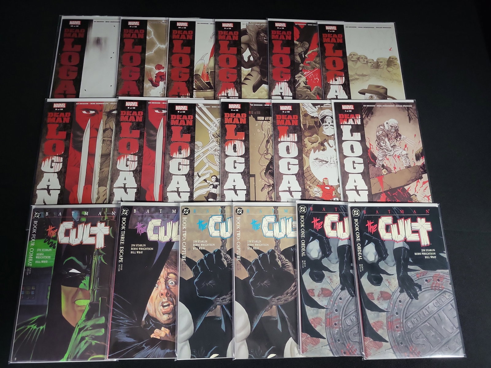 I04797 | A Collection of Marvel and DC Comic Books Featuring Dead Man Logan and Batman The Cult: IMPORTANT â€“ PLEASE REVIEW BEFORE BIDDING: Aeron House makes every effort to accurately identify and describe each lot; however, titles and descriptions may contain errors, omissions, or AI-a