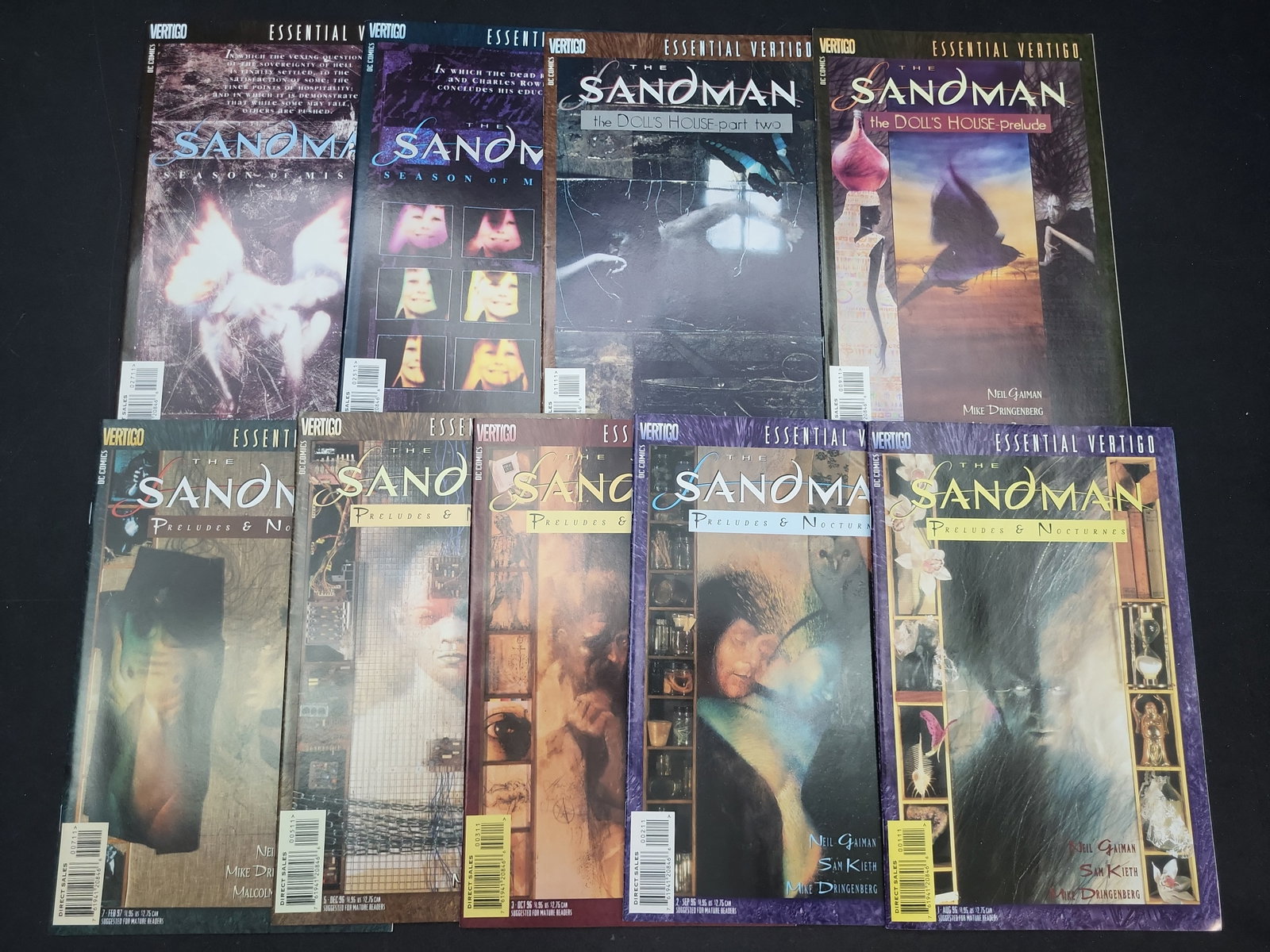 I03976 | Nine Essential Vertigo The Sandman Comics: IMPORTANT â€“ PLEASE REVIEW BEFORE BIDDING: Aeron House makes every effort to accurately identify and describe each lot; however, titles and descriptions may contain errors, omissions, or AI-a