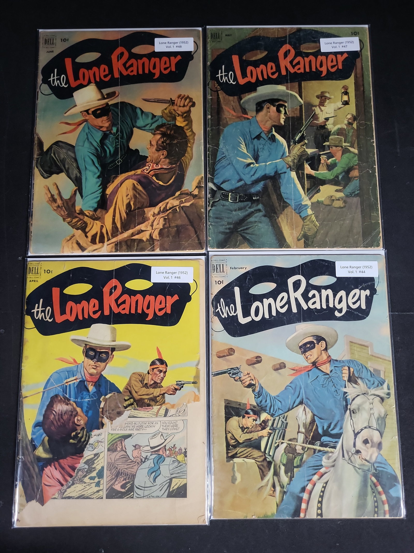 I04779 | Four Dell Lone Ranger Comics: IMPORTANT â€“ PLEASE REVIEW BEFORE BIDDING: Aeron House makes every effort to accurately identify and describe each lot; however, titles and descriptions may contain errors, omissions, or AI-a