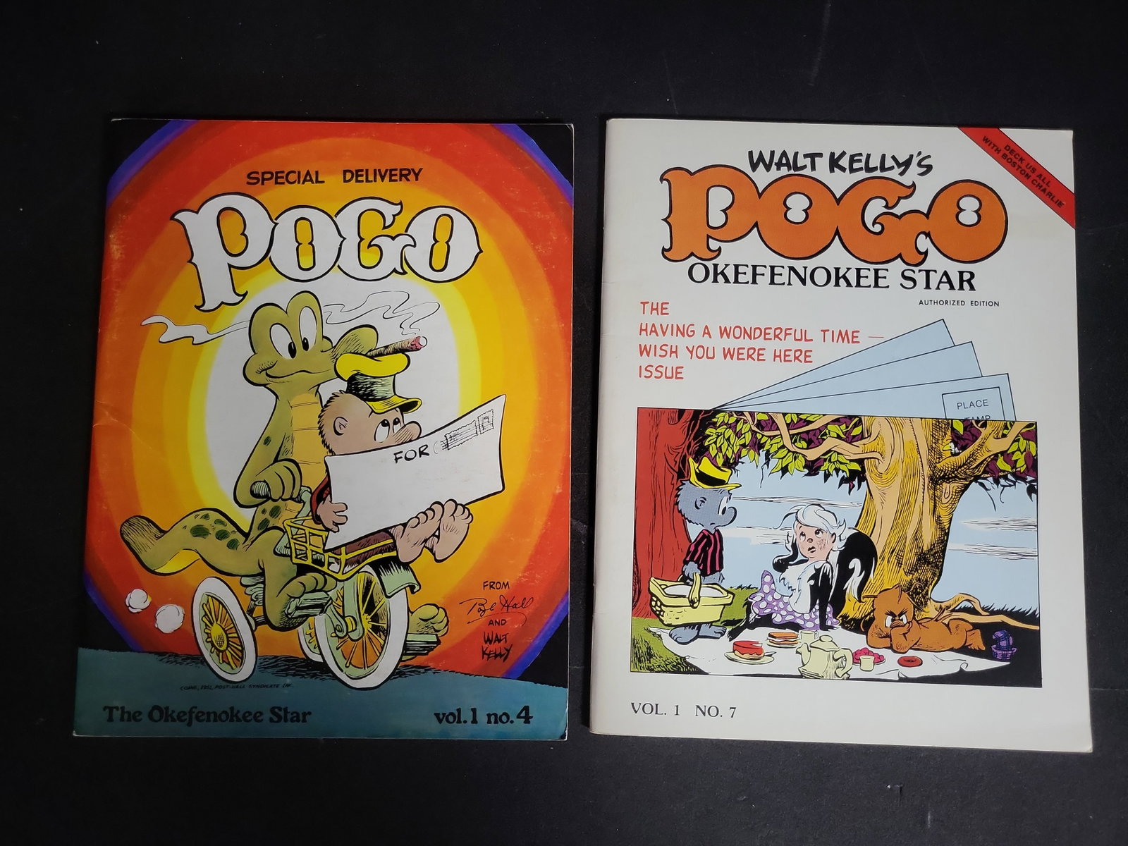 I04043 | Two Okefenokee Star Pogo Fanzines: IMPORTANT â€“ PLEASE REVIEW BEFORE BIDDING: Aeron House makes every effort to accurately identify and describe each lot; however, titles and descriptions may contain errors, omissions, or AI-a