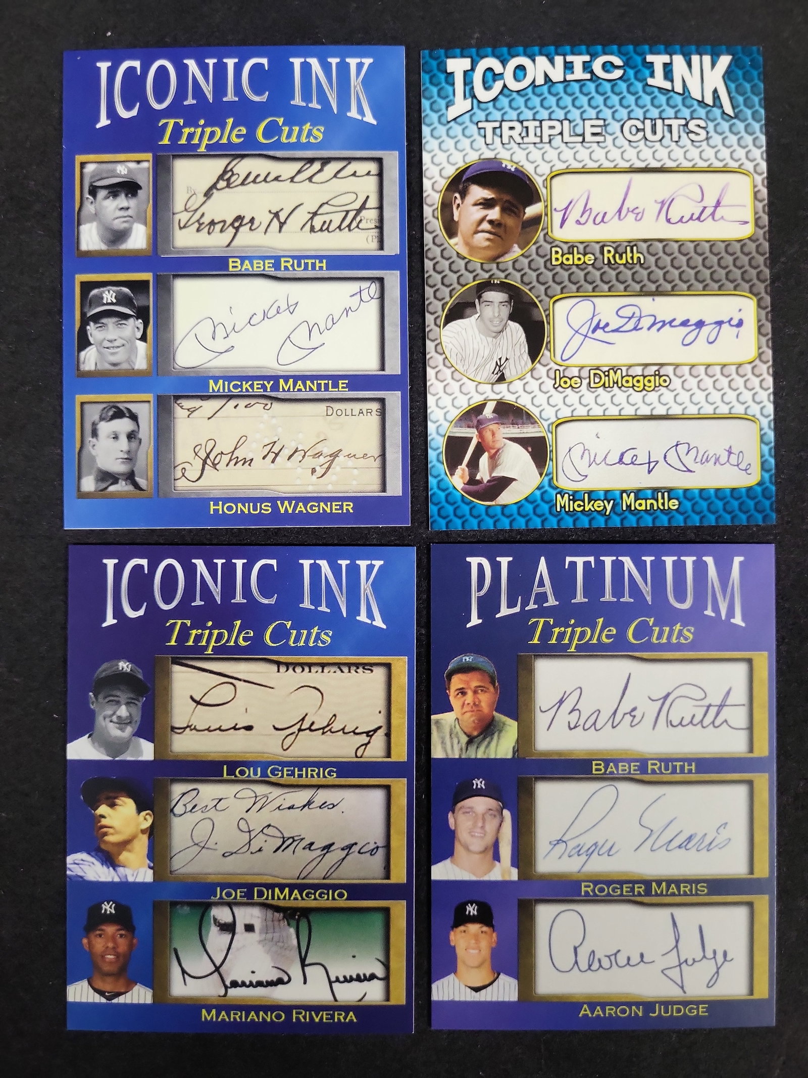 I03587 | A Collection of Iconic Ink Facsimile Triple Cut Signature Baseball Cards: IMPORTANT â€“ PLEASE REVIEW BEFORE BIDDING: Aeron House makes every effort to accurately identify and describe each lot; however, titles and descriptions may contain errors, omissions, or AI-a