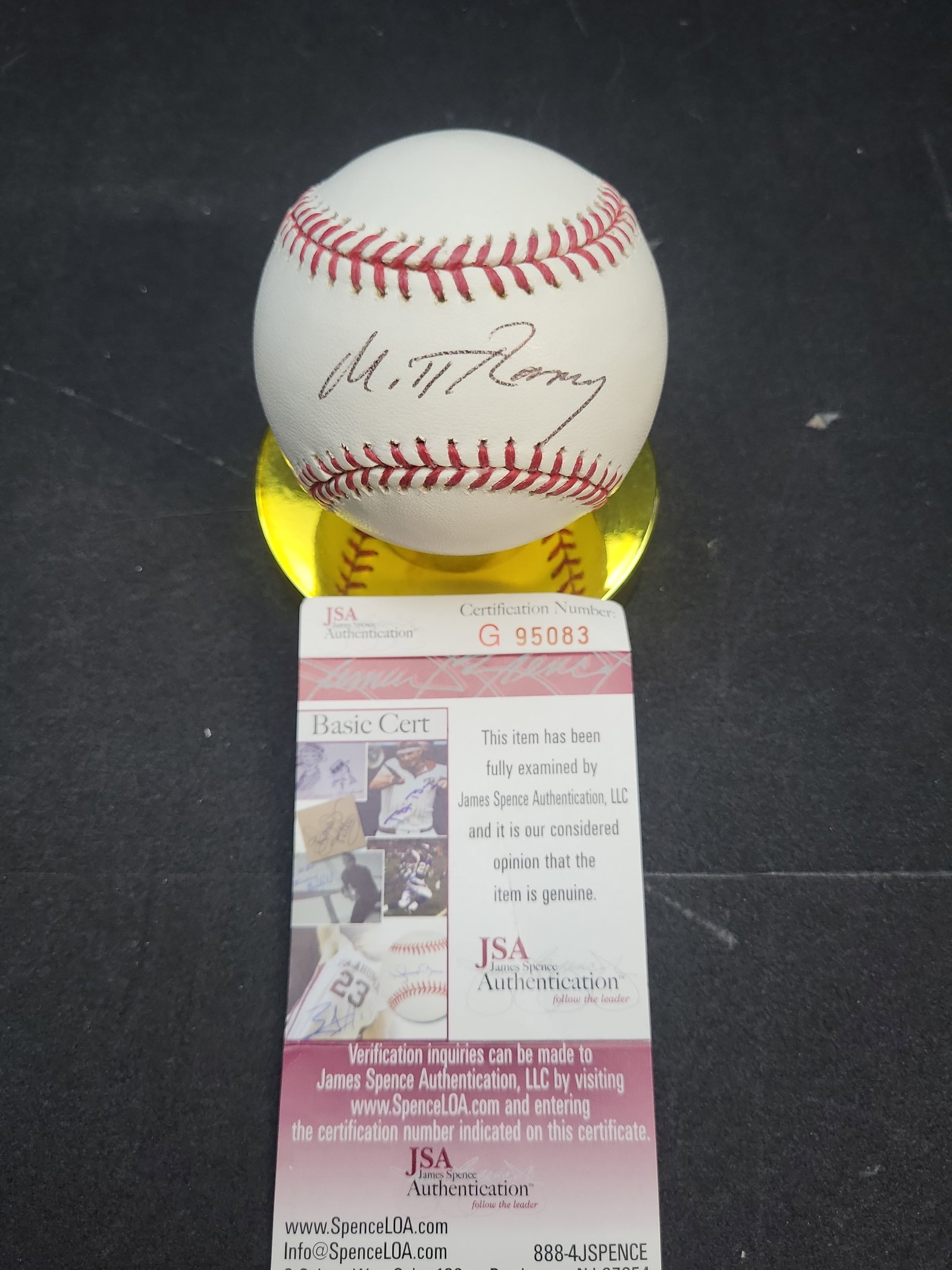 I04164 | Mitt Romney Signed MLB Baseball JSA: IMPORTANT â€“ PLEASE REVIEW BEFORE BIDDING: Aeron House makes every effort to accurately identify and describe each lot; however, titles and descriptions may contain errors, omissions, or AI-a