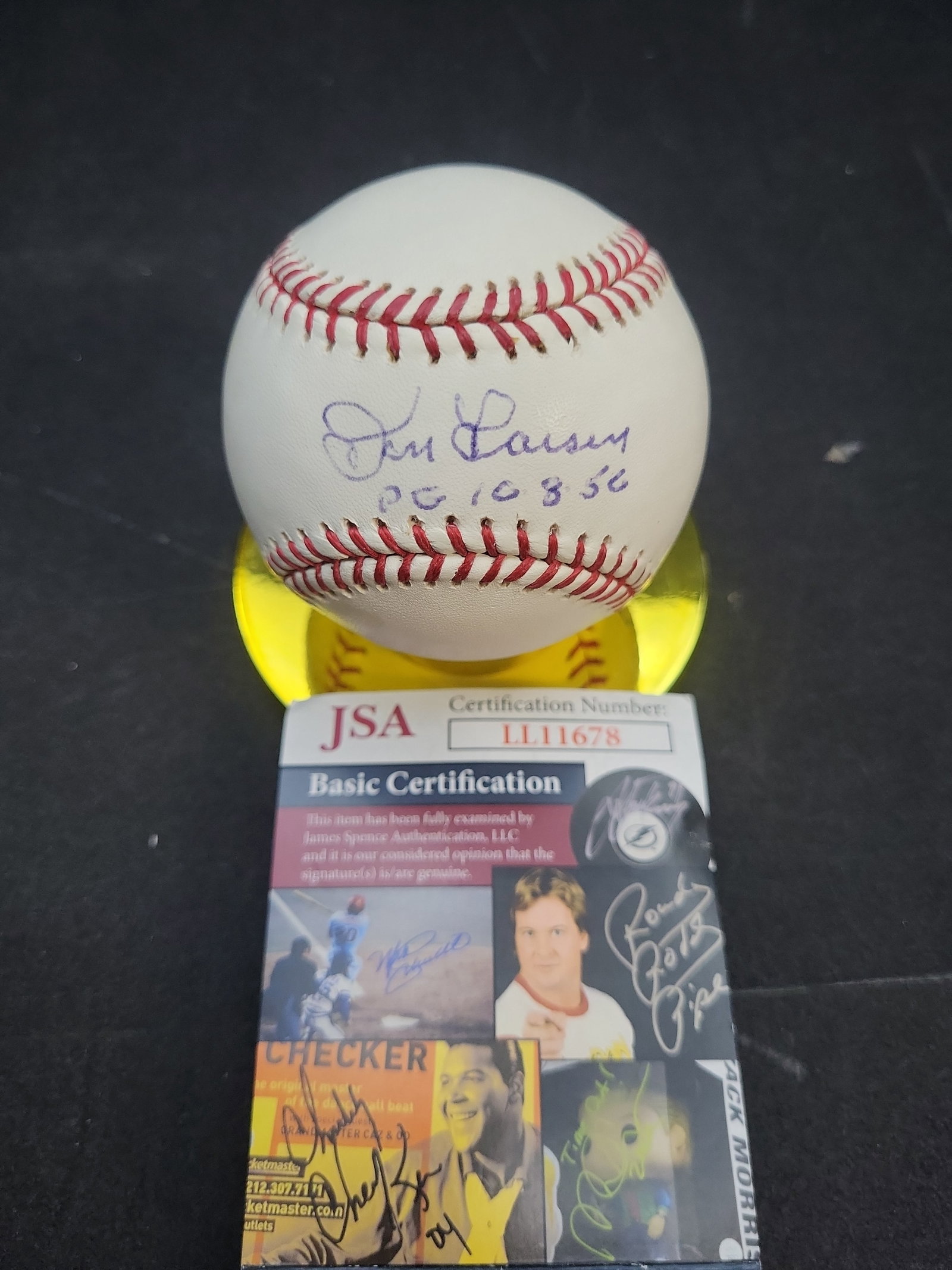 I04167 | Don Larsen Signed Official Baseball JSA: IMPORTANT â€“ PLEASE REVIEW BEFORE BIDDING: Aeron House makes every effort to accurately identify and describe each lot; however, titles and descriptions may contain errors, omissions, or AI-a