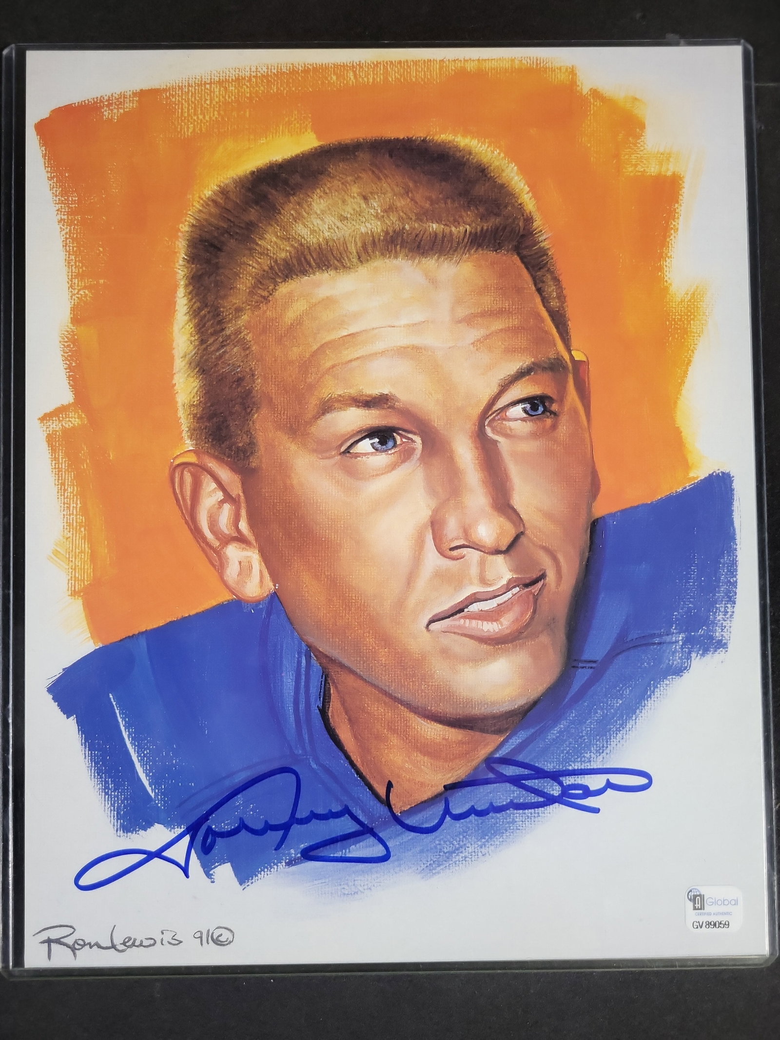 I04422 | Ron Lewis & Johnny Unitas Signed Print: IMPORTANT â€“ PLEASE REVIEW BEFORE BIDDING: Aeron House makes every effort to accurately identify and describe each lot; however, titles and descriptions may contain errors, omissions, or AI-a
