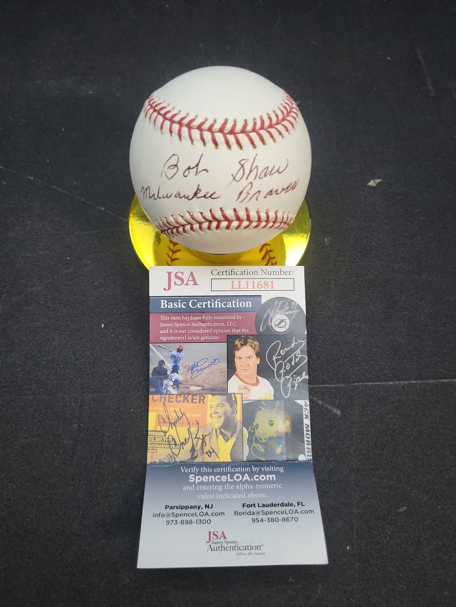 I04168 | Bob Shaw Signed Milwaukee Braves Baseball JSA: IMPORTANT â€“ PLEASE REVIEW BEFORE BIDDING: Aeron House makes every effort to accurately identify and describe each lot; however, titles and descriptions may contain errors, omissions, or AI-a