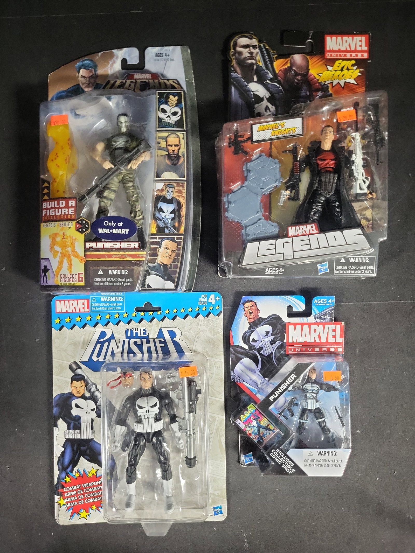 I04305 | Collection of Marvel Punisher Action Figures: IMPORTANT â€“ PLEASE REVIEW BEFORE BIDDING: Aeron House makes every effort to accurately identify and describe each lot; however, titles and descriptions may contain errors, omissions, or AI-a