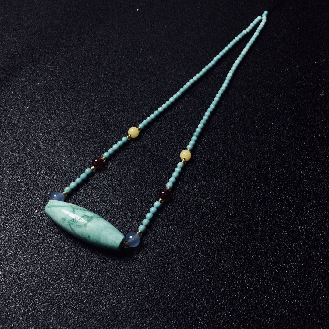 Turquoise Dzi Beads Clavicle Chain (1 of 6)