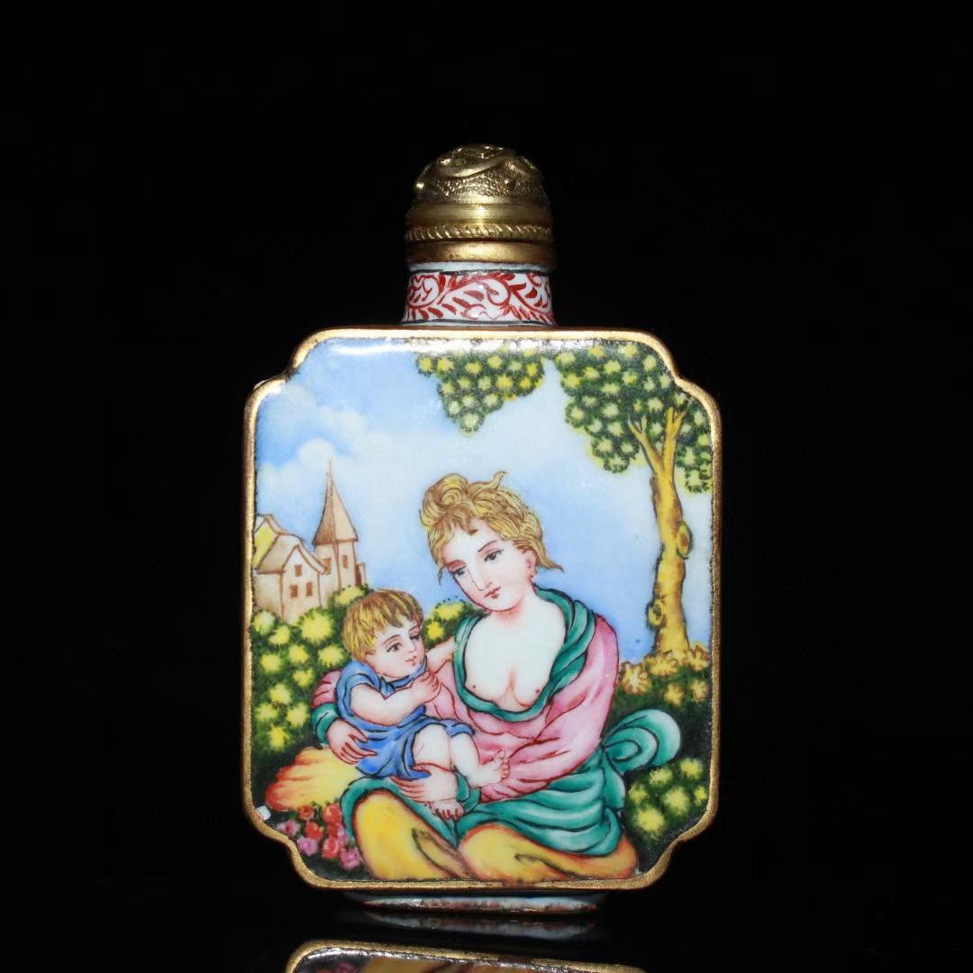 Copper and Enamel Western Snuff Bottle (1 of 9)