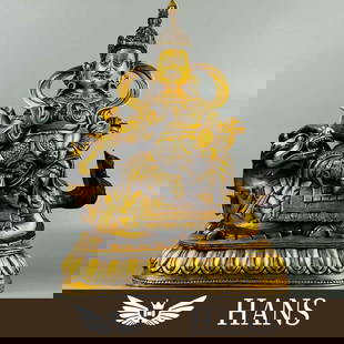 Yongle gilt bronze seated Buddha statue of the God of Wealth, Ming Dynasty: Yongle gilt bronze seated Buddha statue of the God of Wealth, Ming Dynasty Height 45cm Width 34cm weight 12.5kg Freight: 1.International Freight: Foreign shipping charges are determined by destination