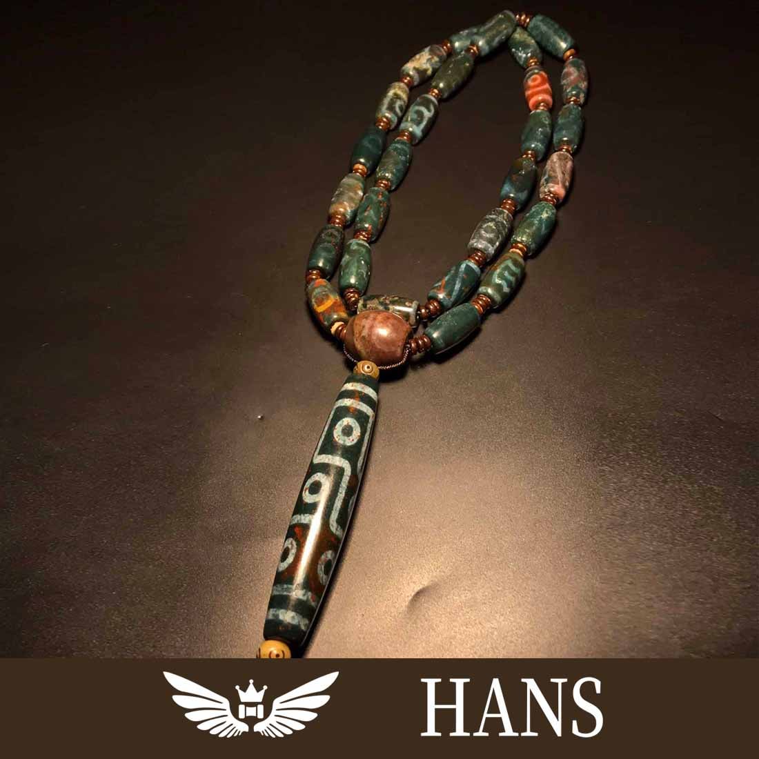 Old agate Xiangshung multi-treasure hand-held necklace with nine-eyed Xiangshung Dzi beads (1 of 10)