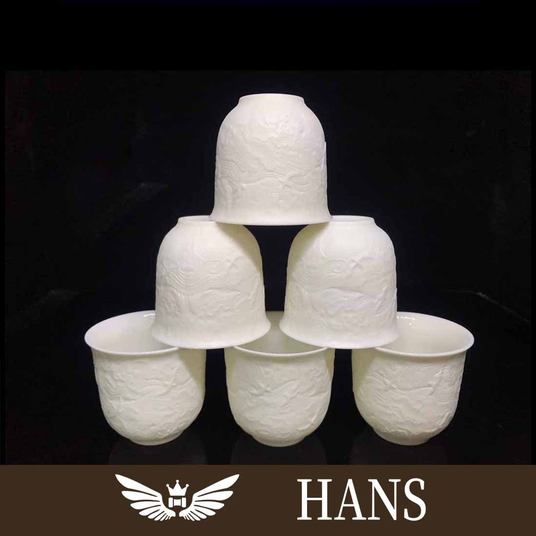 Set of mutton-fat white jade porcelain cups (1 of 9)