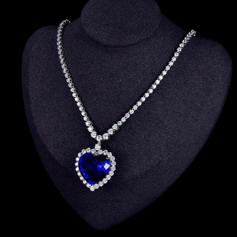Tanzanite Necklace Heart of the Ocean Sapphire Necklace Heart Shape Pendant for Women (1 of 4)