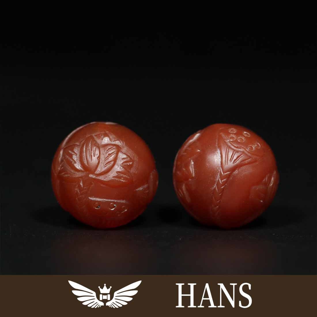 Old agate [first-class clean lotus leaf pattern beads] (1 of 10)