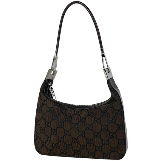 Gucci GG pattern shoulder bag One shoulder pleated shoulder bag canvas brown 0013812 women (1 of 6)