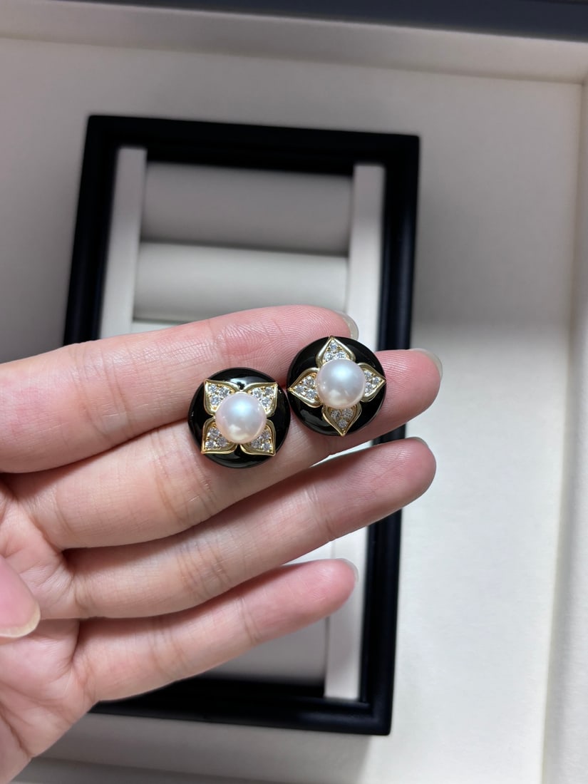 Antique Enamel Pearl Earrings (1 of 4)