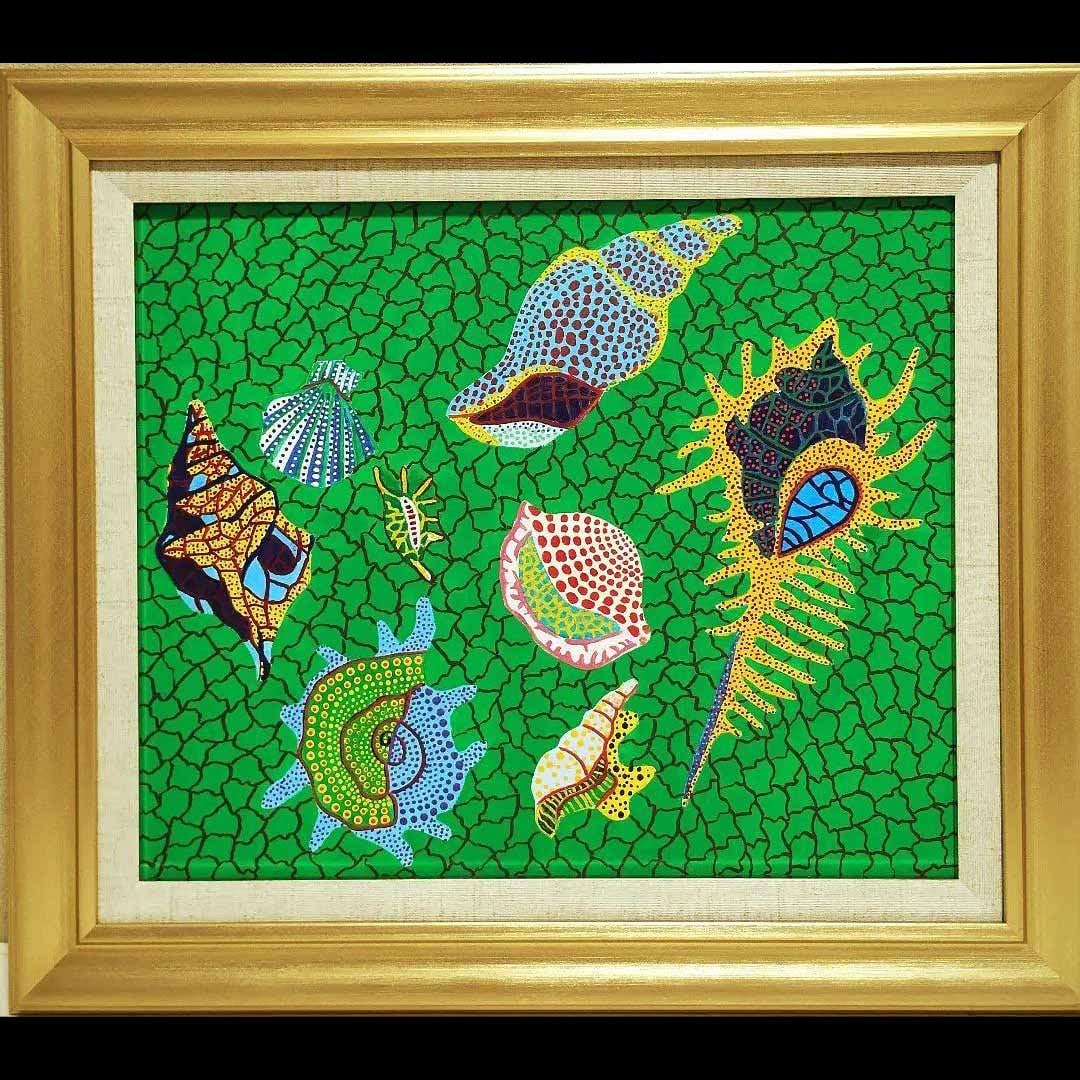 [No.F8] Yayoi Kusama (Shellfish) Handwritten guarantee/hand-painted/signed/oil painting: [No.F8] Yayoi Kusama (Shellfish) Handwritten guarantee/hand-painted/signed/oil painting[Artist's name] Yayoi Kusama[Work name] Shellfish[Year of production] 1989[Technique] Acrylic on canvas[Size] F8 