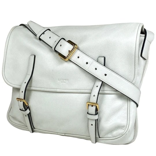 LOEWE Logo Shoulder Bag Crossbody Bag Shoulder Bag Leather White [Second Hand]: LOEWE Logo Shoulder Bag Crossbody Shoulder Bag Leather White Women [Used] Because it is a second-hand product, it is not verified and cannot be returned or exchanged Width about 38 cm Height about 28