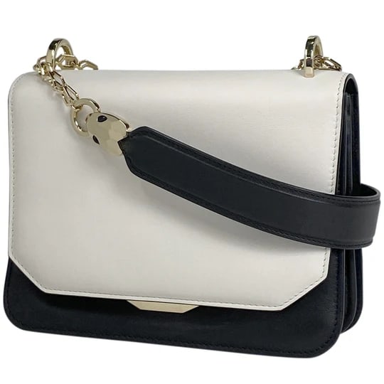 Bulgari Serpenti Chain Shoulder Bag Shoulder Bag Leather Black and White Women [Second-hand]: Bulgari Serpenti Chain Shoulder Bag Shoulder Bag Leather Black and White Women's [Used] Because it is a second-hand product, it has not been verified and cannot be returned or exchanged Width about 22