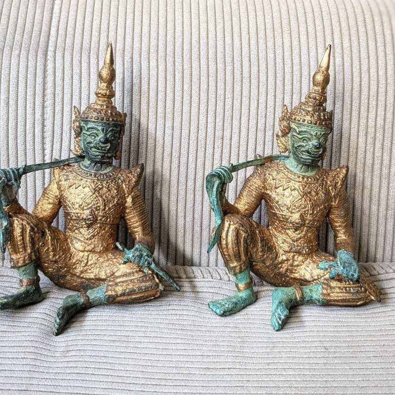 Made in Thailand Buddhist Art Buddha Statue Gold 2pcs (1 of 6)