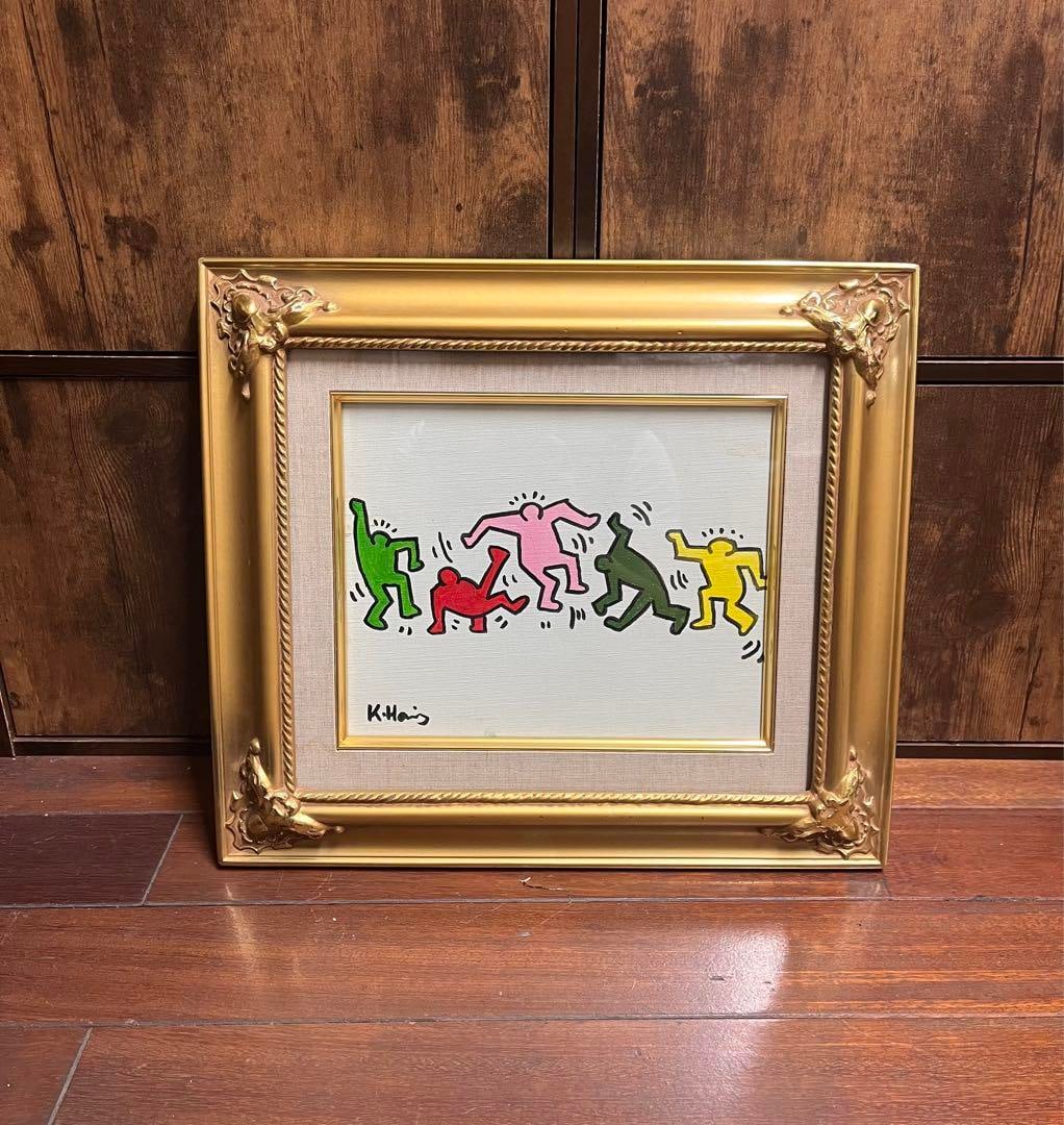 Keith Haring oil painting, hand-painted, signed by the artist (1 of 3)