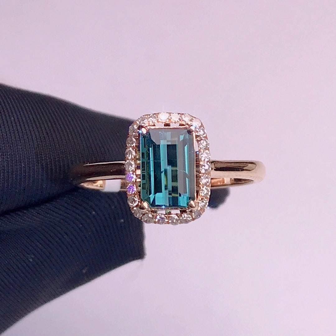 18K Gold Natural Blue Tourmaline Ring (1 of 6)