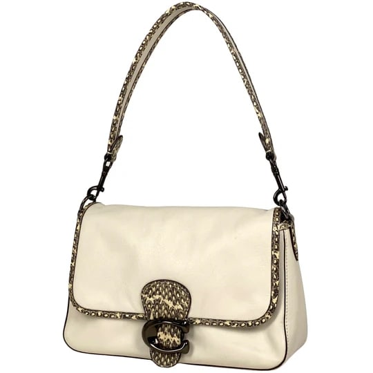 Coach Soft Tiger Stripe Tote 2WAY Shoulder Bag Python Print Tote Leather White C5263 Women's [Second: Coach Soft Tiger Stripe Tote 2WAY Shoulder Bag Python Pattern Tote Leather White C5263 Women's[Used] Because it is a second-hand product, it is not returned or exchanged without verification Width App