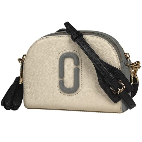 Marc Jacobs Logo Shoulder Bag Shutter Crossbody Bag Leather White Grey [Second Hand]: Marc Jacobs Logo Shoulder Bag Shutter Crossbody Shoulder Bag Leather White Gray Women[Used] Because it is a second-hand product, it is not returned or exchanged without verification Width Approximatel