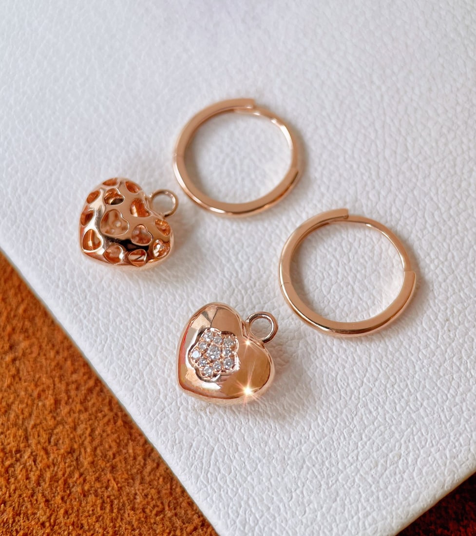 18k diamond heart earrings (1 of 4)