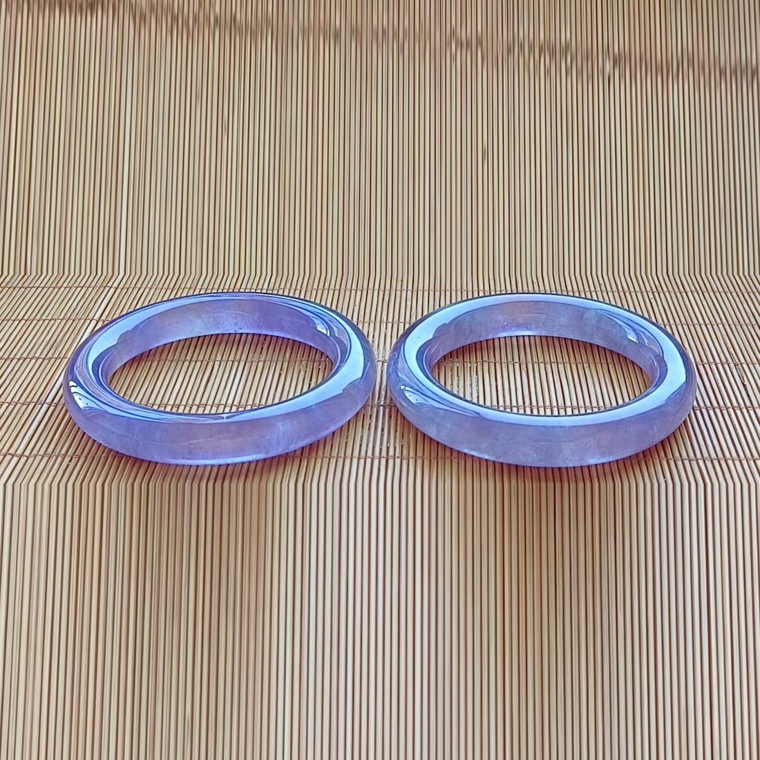 A pair of dragon stone violet jadeite bracelets (1 of 8)