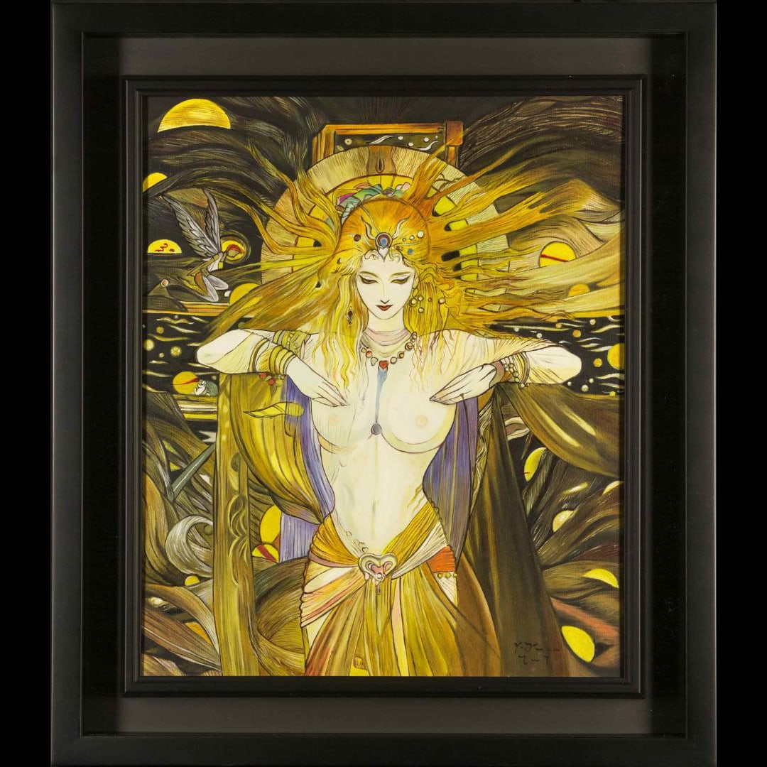Yoshitaka Amano, oil painting, hand-painted "Dream of the Goddess", signed on the front and back, (1 of 11)