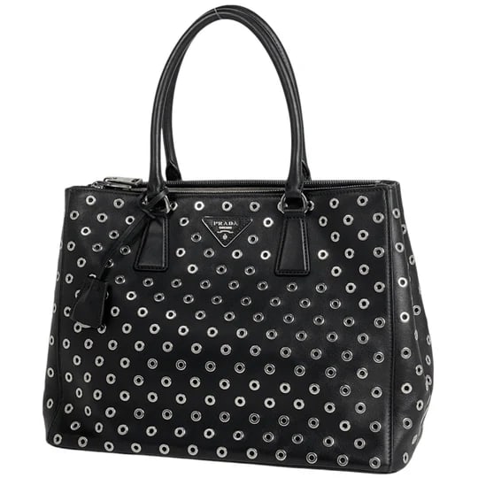 Prada Logo Brand Handbag, Perforated Tote Bag, Handbag, Leather, Black [Pre-owned]: Prada Logo Brand Handbag, Perforated Tote Bag, Handbag, Leather, Black, Women's [Used] Because it is a second-hand product, it has not been verified and cannot be returned or exchanged Width Approxima