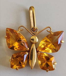 18k Topaz (yellow quartz) pendant: 18k topaz (yellow quartz) pendantApproximately 2.7 grams Freight: 1.International Freight: Foreign shipping charges are determined by destination. 2.Photos, descriptions and valuations have been metic