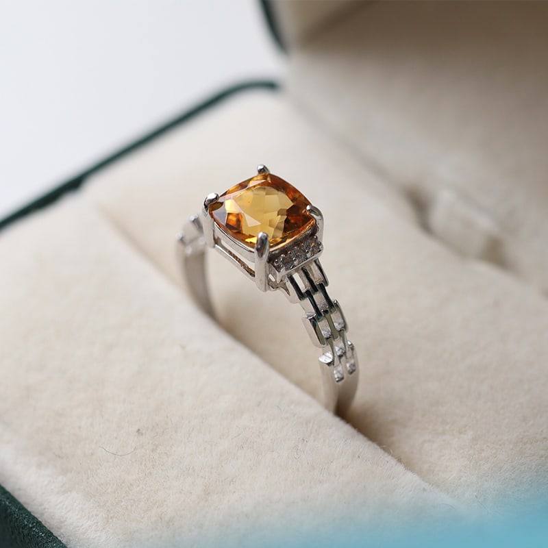 Natural violent citrine sugar cube ring (1 of 4)