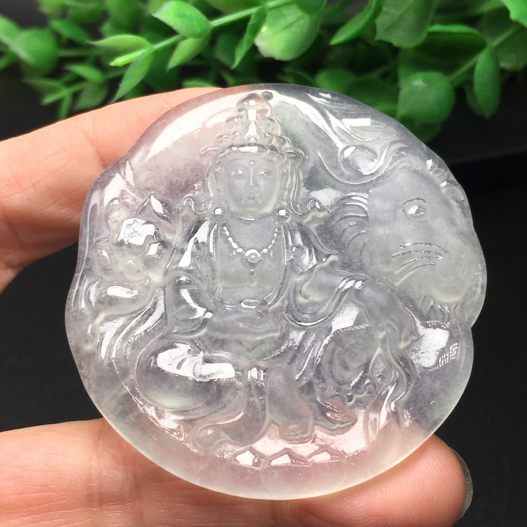 White Ice Fine Polished Frosted Patron Saint - Manjushri Bodhisattva (1 of 8)