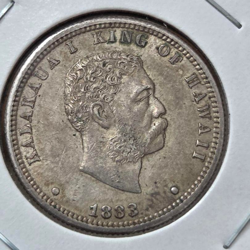 1883 Kingdom Of Hawaii 1/4 Dollar King Kalakaua Gilt Coin