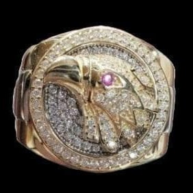 Golden Eagle Ring: Golden Eagle Ring, functional accessory, size 20Product DetailsSize: 20Color: GoldMaterial: AlloyColor display may vary depending on computer environment. Freight: 1.International Freight: Foreign shi
