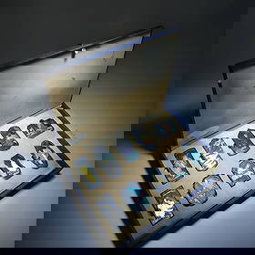 Ming Dynasty style ink sticks by Cheng Junfang set: A set of Ming dynasty style inkstones by Cheng Junfang, featuring ten eminent monks, with the signature of Da Ming Cheng Junfang. The set is well-preserved with colored paintings and gilded ink. Indiv