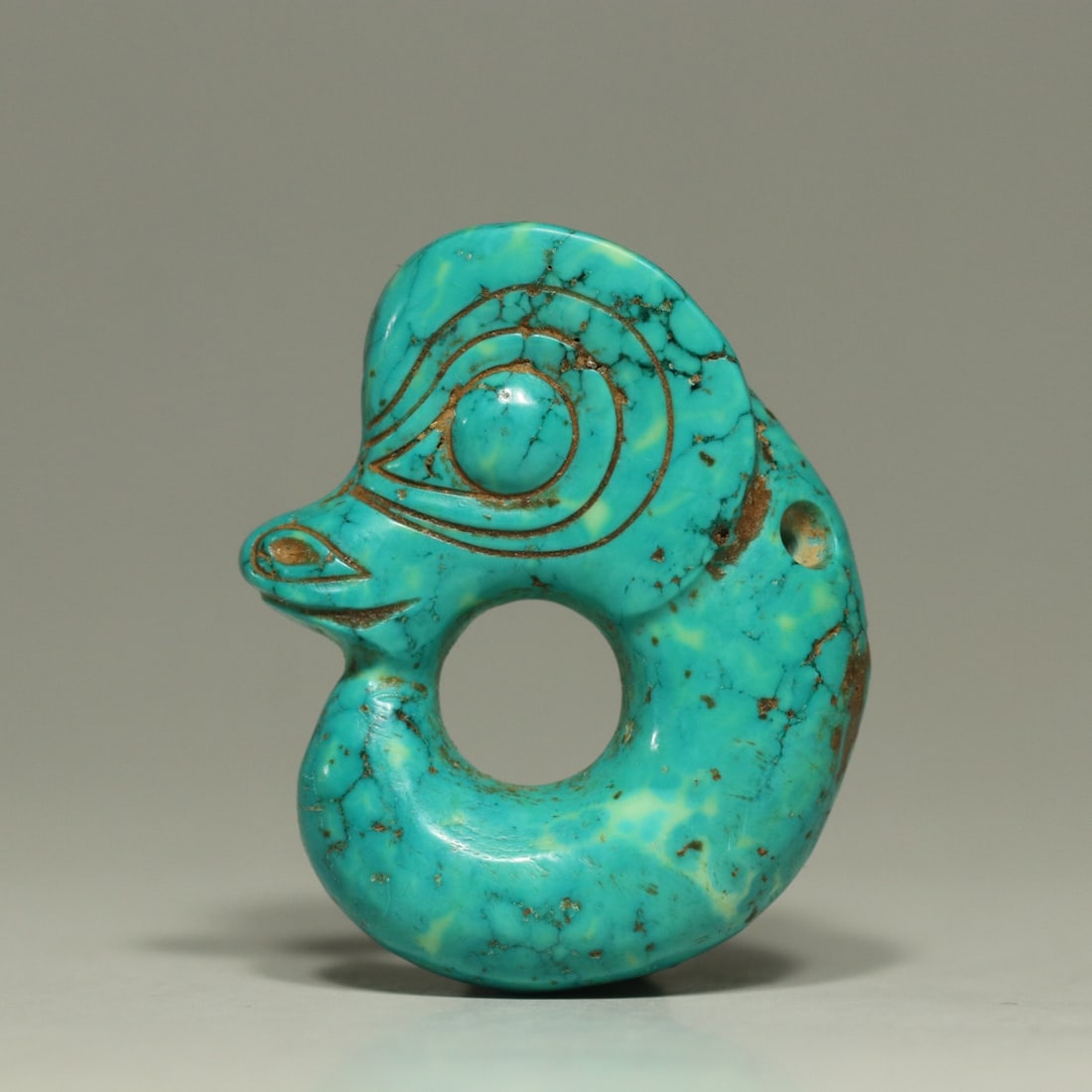 Han Dynasty style old green turquoise jade pig dragon pendant (1 of 9)