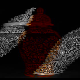 Glaze Yellow Lacquer Ware with 'Blossoming Wealth' Pattern General Vase: A formerly owned, carved lacquerware general's jar with a floral motif, measuring 21 cm wide and 34 cm high, weighing 1818 grams. It employs the carved lacquer technique, where designs are intricately