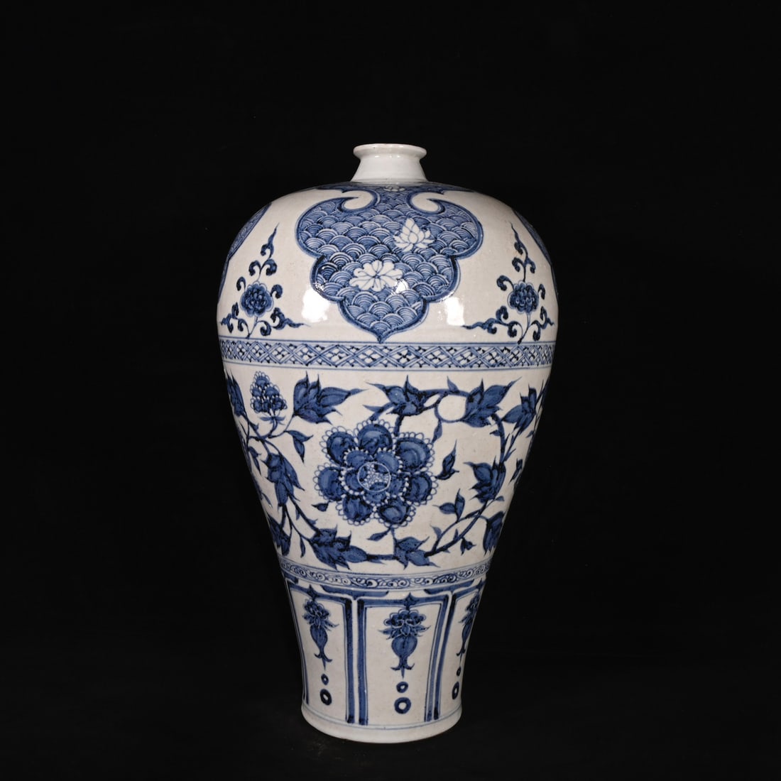 Yuan Dynasty style blue and white porcelain vase with peony floral design (1 of 9)