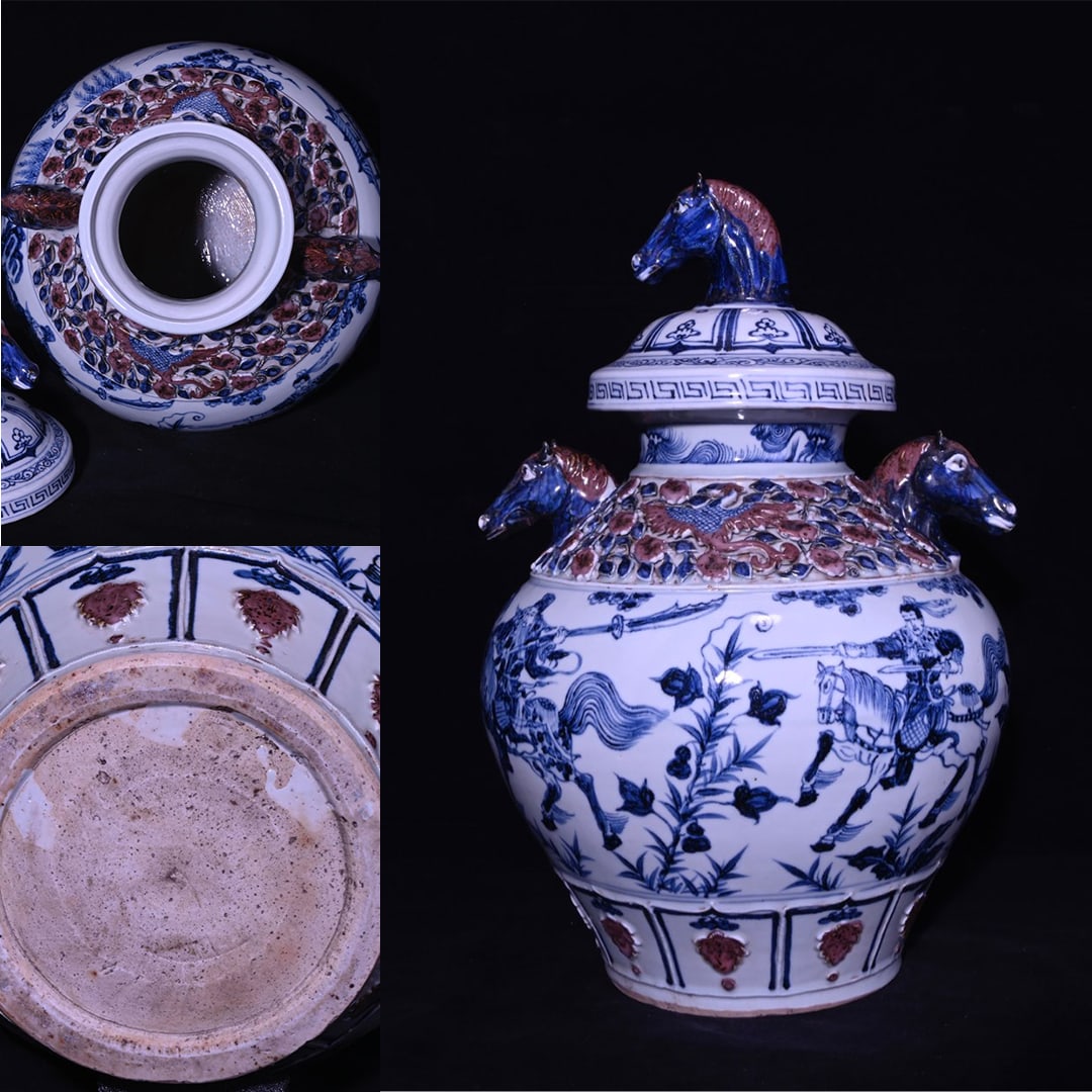 Yuan Dynasty style blue and white porcelain glazed jar with figures and narrative scenes (1 of 14)