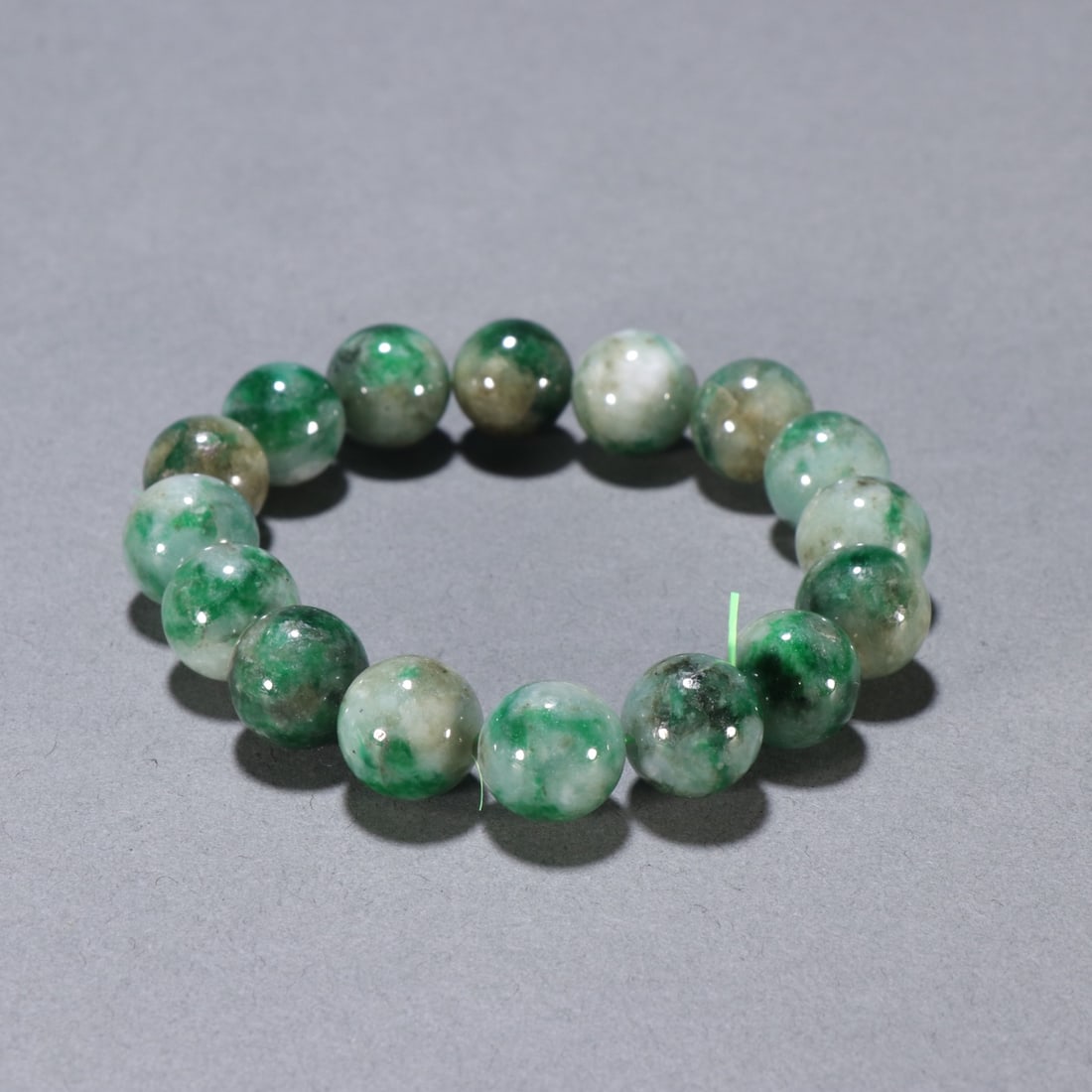 Qing Dynasty style jadeite round bead bracelet (1 of 9)