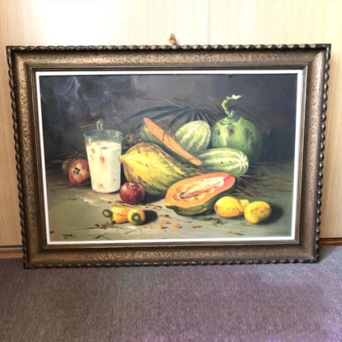 Still Life by Victor Capizzi II: Oil Still Life by Victor Cabisada IIProduct DescriptionThank you for visiting.This is a unique oil painting created by Filipino artist V. CABISADA JR.The lower left corner is signed “V.CABISADA JR.M