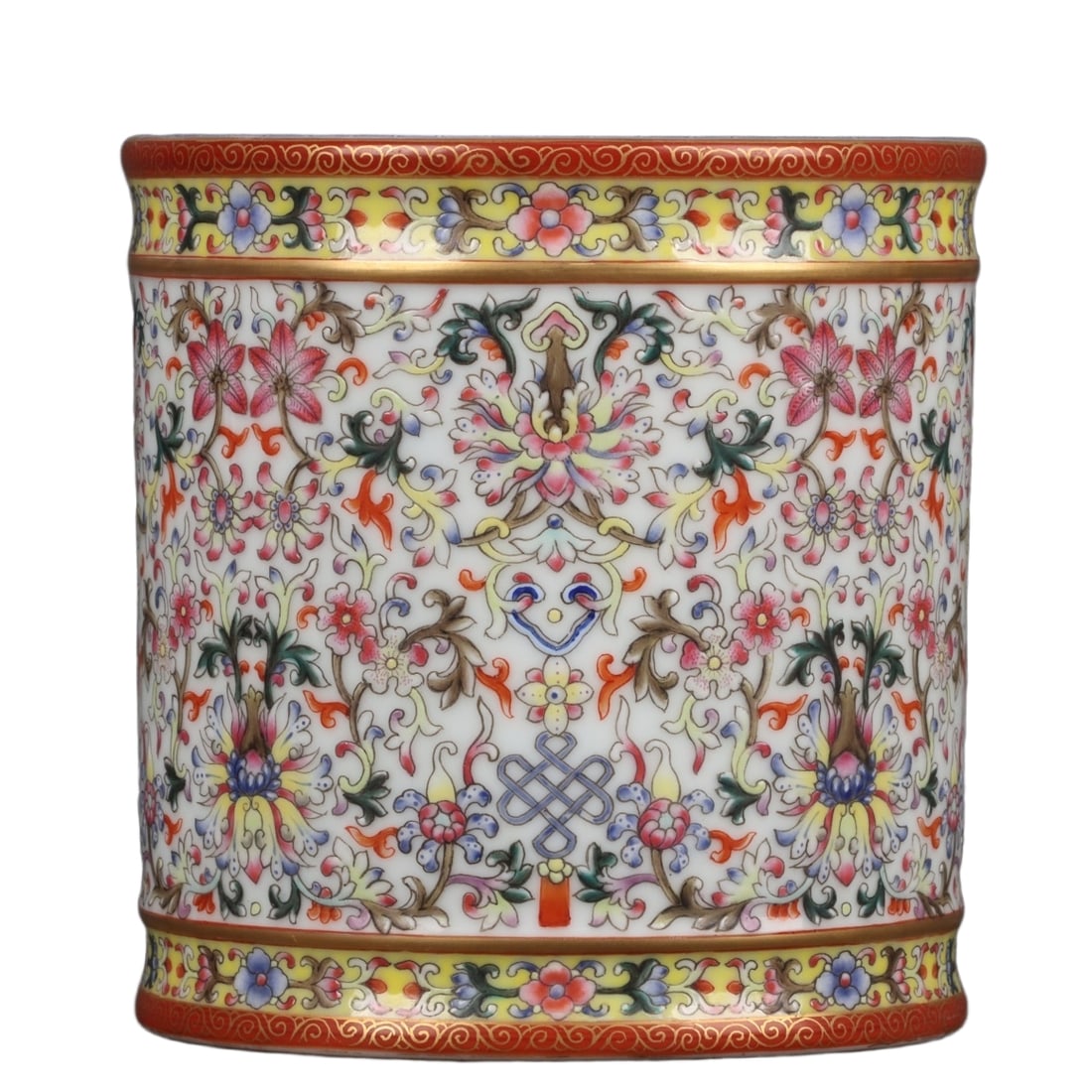 Qing Dynasty style Qianlong Enamel Color and Gold Painted Magnolia Pattern Brush Pot (1 of 10)